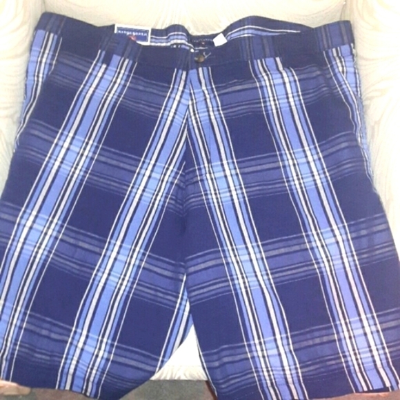 SADDLEBRED Blue Plaid 9" Long Flat Front Shorts - Picture 4 of 4